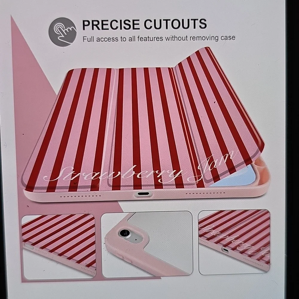 Red & Pink Striped Case Apple ipad 11 Inch M3 2025 M2 2024, ipad Air 5th 2022